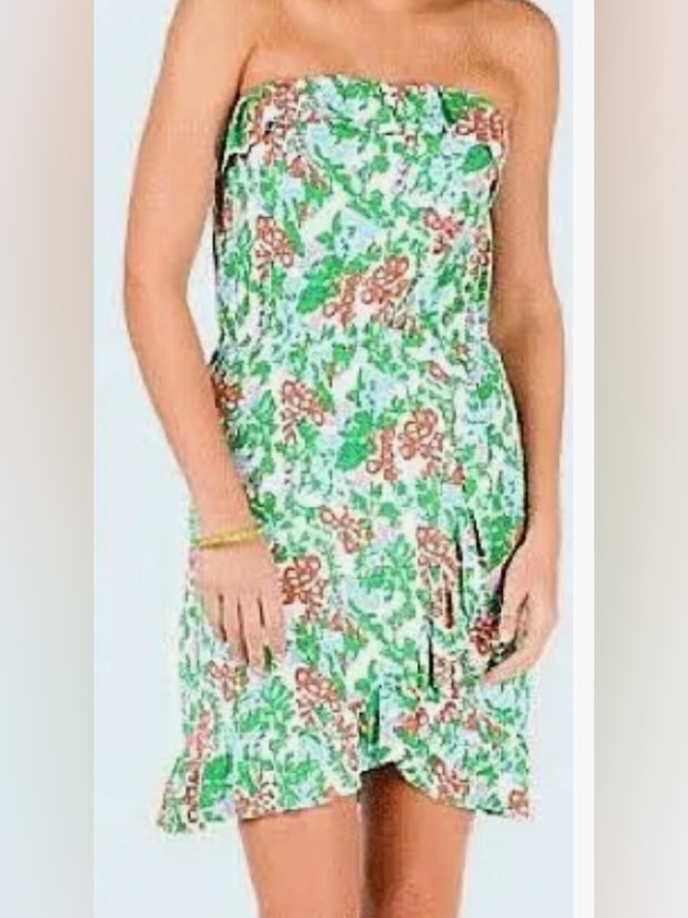 Lilly Pulitzer | Strapless Ruffle Mini Dress Large